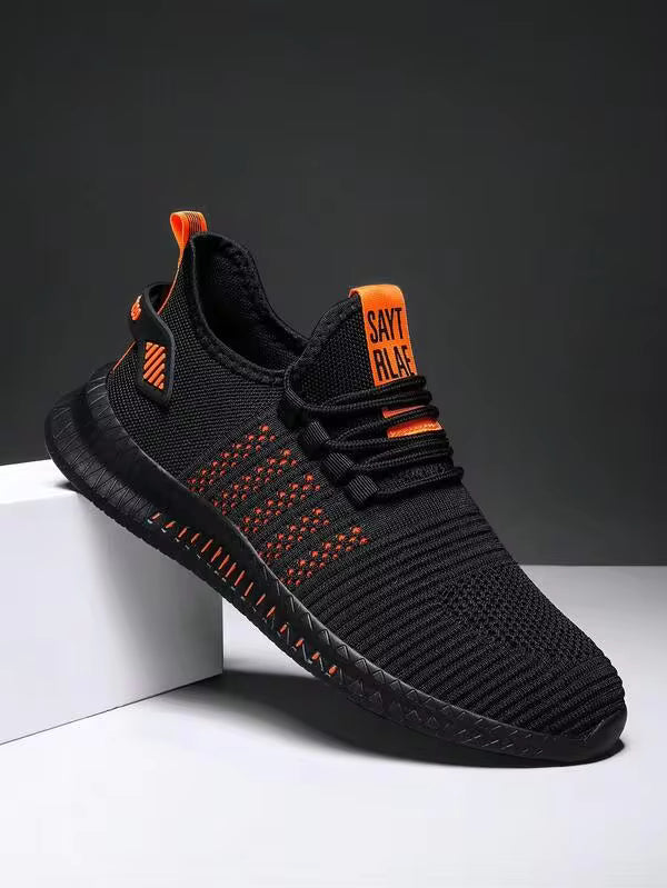 A Pair Of Men's Fashionable Breathable Knit Casual Sports Running Shoes, Suitable For Outdoor And Gym Use, All-Season And Unisex