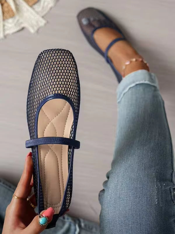 Women's Hollow Mesh Slip-On Shoes, Fashionable Casual Comfortable Lightweight Ballet Shoes, Suitable For Daily Commute, Summer Breathable Loafers,Mothers Day Gift